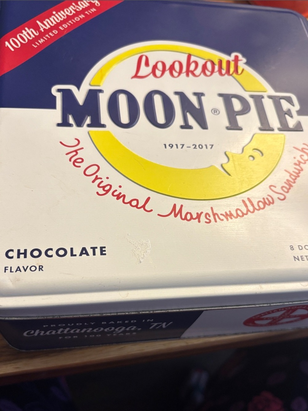 Lookout 100th Anniversary Chocolate Collectible Tin - Blue, White & Yellow